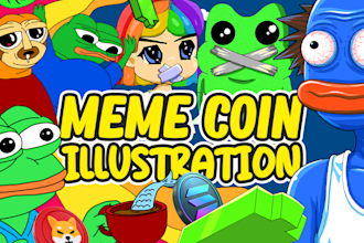 draw any cartoon illustration with background for meme coin art