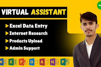 do excel data entry va, internet research, admin support and product upload