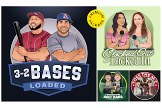 design podcast logo and cover art with cartoon style