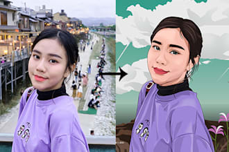 draw your portrait face into character cartoon art