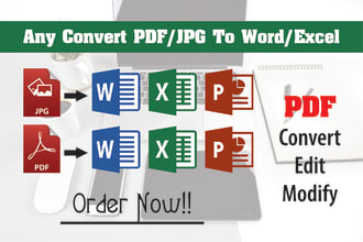 do pdf conversion to ms word or excel, powerpoint
