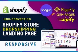 design shopify store or landing page using shogun,gempage, pagefly