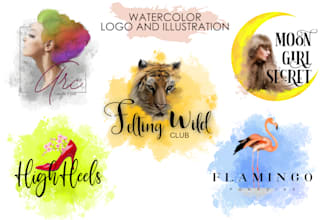 design feminine hand drawn watercolor logo with procreate
