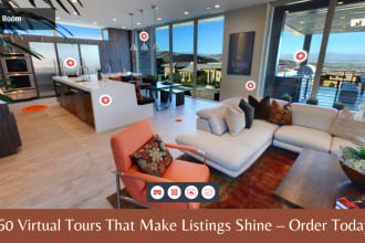create 360 virtual tour for real estate with music, video
