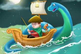 draw children story book illustration and picture book not ai