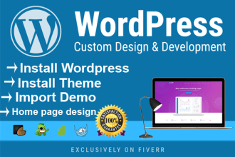 install wordpress, theme, import demo content and customization