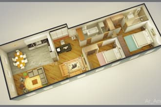 create 3d floor plan with rendering