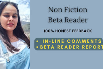 beta read your non fiction, self help, spirituality, memoir, business book