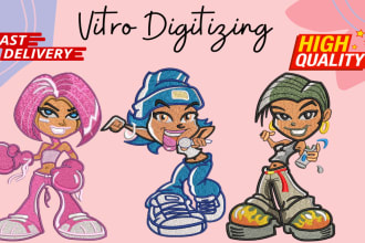 do embroidery digitizing into dst, pes file in 1hour