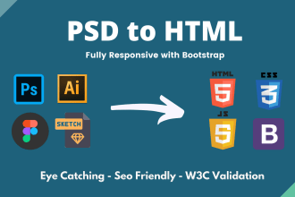 convert figma, sketch, psd to responsive html with support