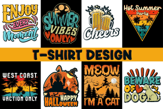 create simple typography and  classic t shirt design
