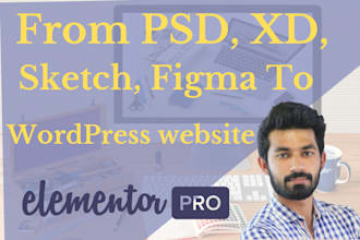 convert psd, xd, sketch, ai, figma to wordpress website landing page