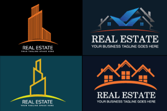 design luxury real estate, construction, property and plumbing logo