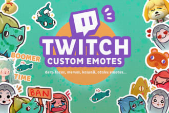 create kawaii custom twitch emotes and sub badges