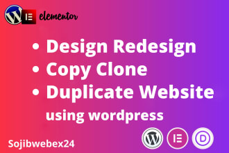 design redesign clone duplicate  website using wordpress elementor divi astra