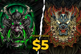 make unique tshirt design dark art japanese illustration