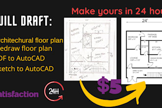 draw 2d architectural floor plan in autocad as a draftsman