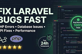 fix laravel bugs, php errors, and database issues