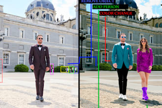 photo editing, color change, add person or remove object, photoshop work