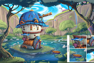 concept art, game art asset, fantasy landscape character illustration