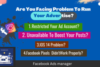 enable your facebook ad account and fix your pixels issues