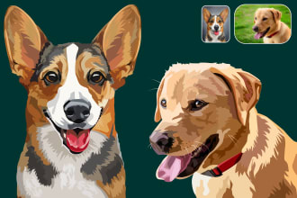 draw pet portrait animal illustration into vector cartoon