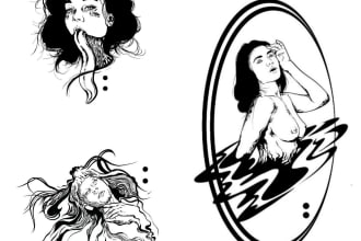 hand drawn minimalism for tattoo design in my style
