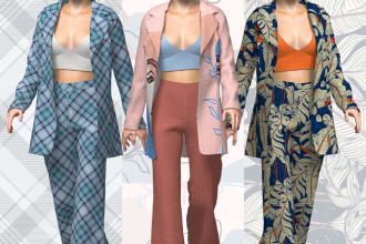 create 3d clothing from digital pattern, tech pack, sketches