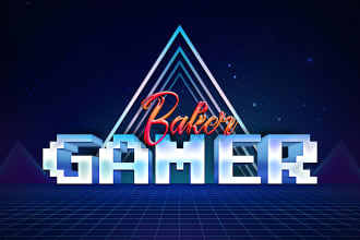 design 80s retro style chrome neon 3d logo
