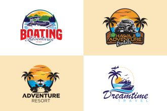 do outdoor camp adventure mountain hiking tourism travel beach hotel logo design