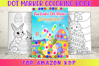 design dot marker, scissor skills coloring book cover and pages for amazon kdp