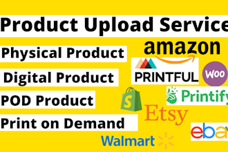 upload products on shopify, ebay, etsy, pod, wocommerce, add, product listings