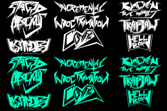 make old school thrash metal logo design