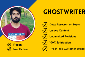 research and ghostwrite book or ebook on any topic