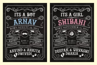 design a printable birth announcement chalkboard poster