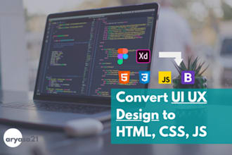 convert UI UX design to HTML, CSS, javascript