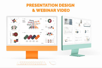 design slides for presentation, edit videos for webinars, online courses and vsl