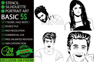 create any image stencil,silhouette art within 24 hours