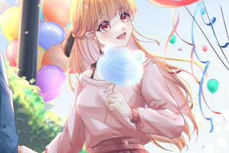draw beautiful full rendered anime art and fanart for you