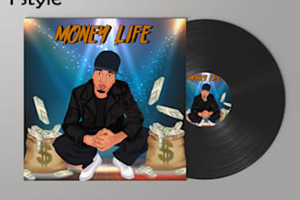 drawing an amazing detailed cartoon album cover artwork