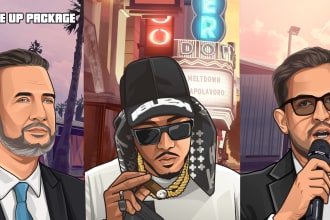 draw gta style cartoon potrait for games, youtube, discord