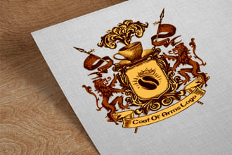 do awesome vintage coffee house coat of arms logo design
