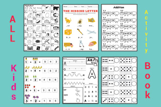 kids activity book, worksheets, colouring book, kids learning for kdp, etsy