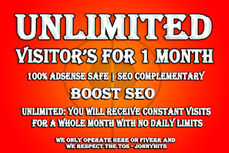 drive Unlimited Unique Real Traffic to your website for one month