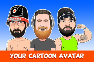 draw you as cartoon character logo mascot in caricature comic illustration