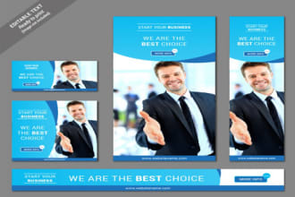 give you 3 size animated or html5 or static web banner,header,ad,cover