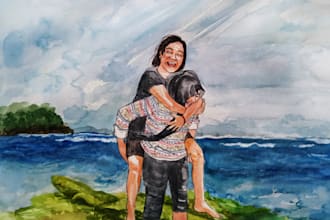 create custom portrait in watercolor