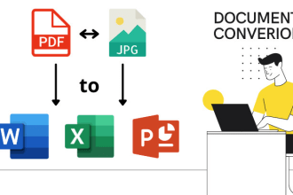 convert pdf, jpeg to word, scan or ocr to word or excel