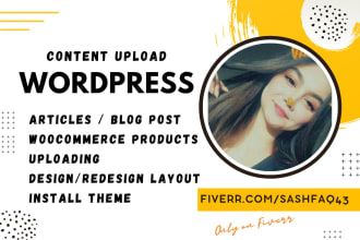 upload wordpress content, products and blog post