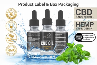 do cbd label, hemp label, bottle label and packaging box